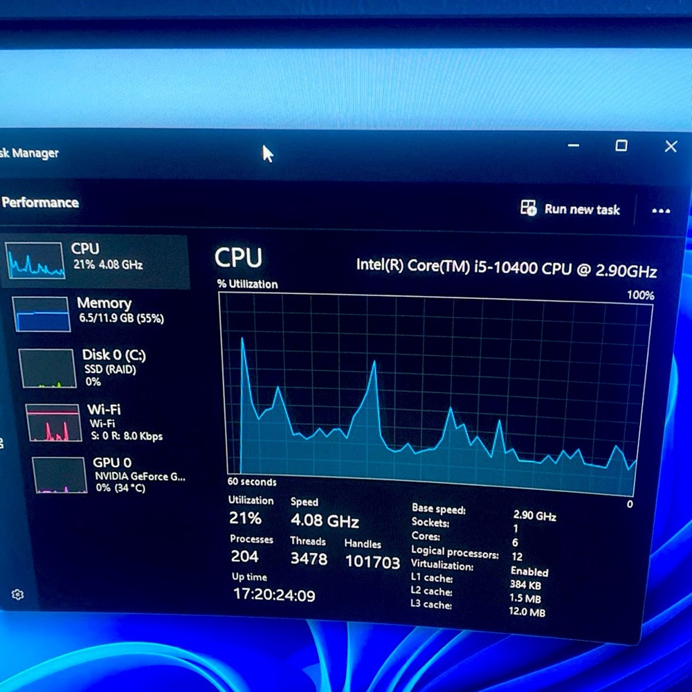 Microsoft Windows Task Manager Display